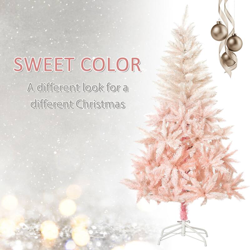 7FT Unlit Spruce Christmas Tree with Easy Assembly and Stable Metal Base