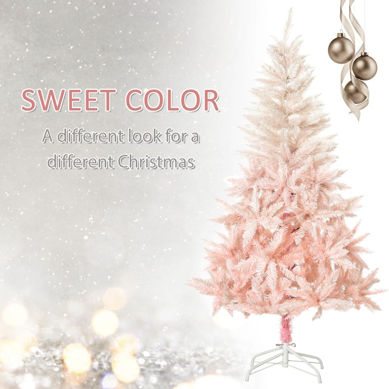 HOMCOM Unlit Spruce Artificial Tree - Realistic Branches, Pink