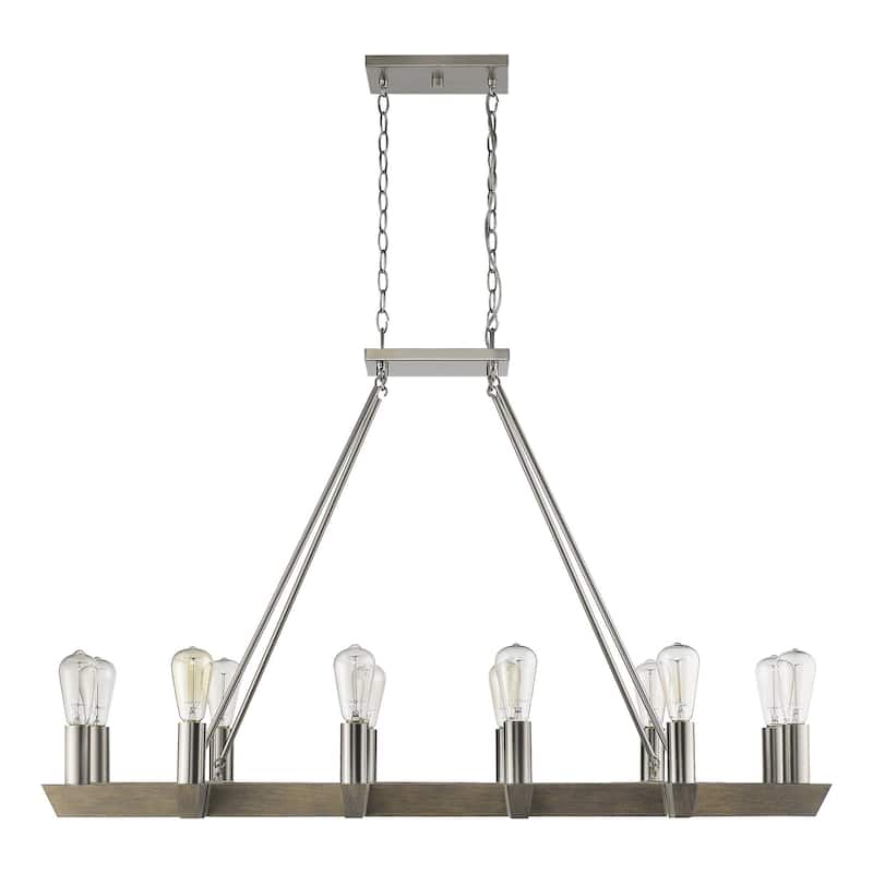 HomeRoots Silver Kitchen Island Twelve Light Metal Dimmable Chandelier - 48' X '30.5' X '24