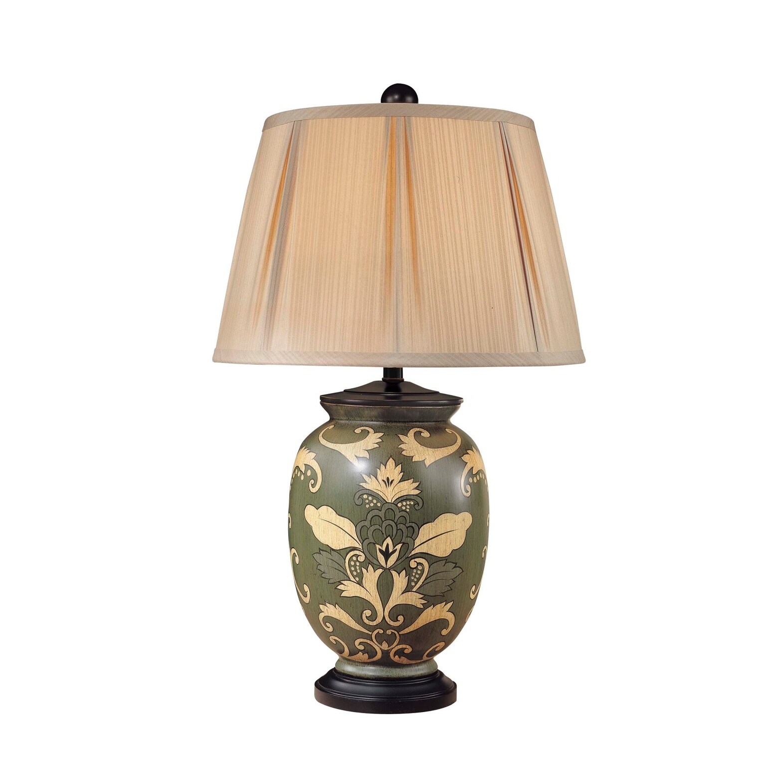 Ambience Am 12185 1 Light 30 Height Table Lamp With Gold Shade Green With Biscuit Overstock 15025785