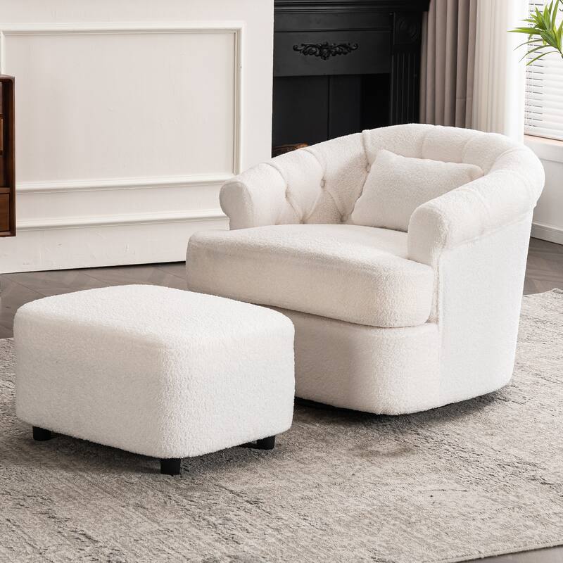 Modern Swivel Chair with Ottoman