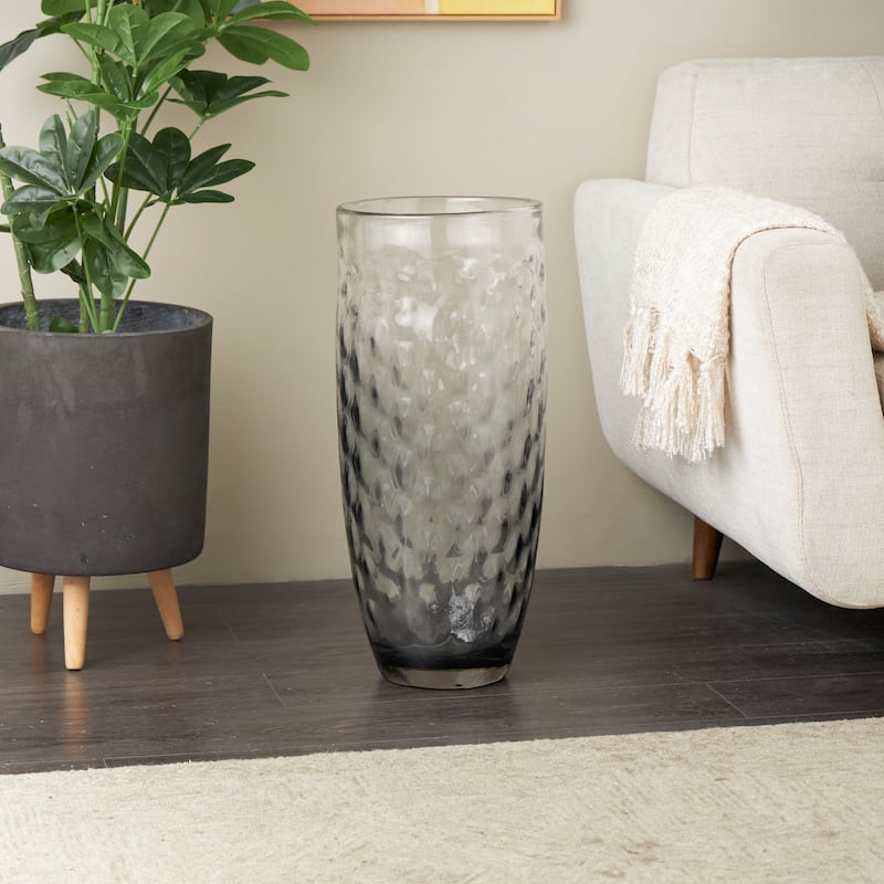 Black Glass Handmade Ombre Vase - Black - 10"W, 24"H