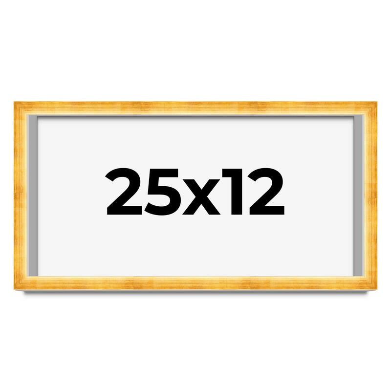 25x12 Shadow Box Frame Gold | 1.625 Inches Deep Real Wood Traditional