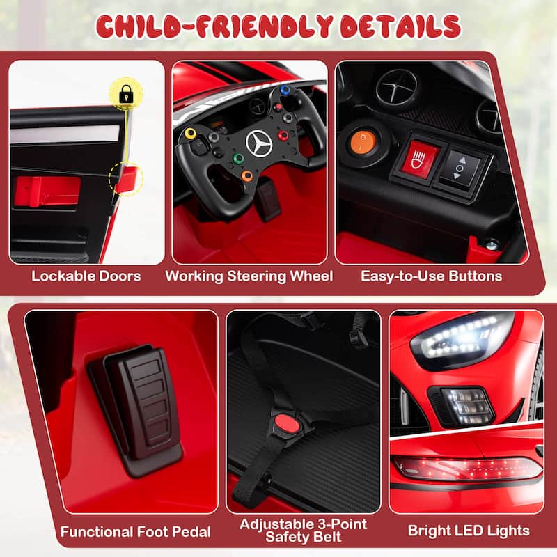 Costway Ride on Car Licensed Mercedes-AMG GT3 Kids Car with Remote - See Details