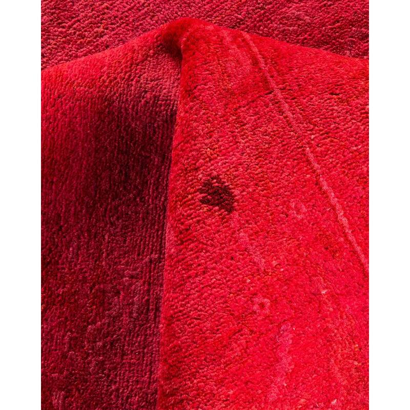 Overton Hand Knotted Wool Vintage Inspired Modern Contemporary Overdyed Pink Area Rug - 8' 9" x 11' 9"