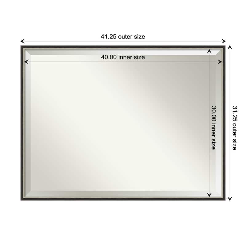 Theo Narrow Beveled Wood Framed Bathroom Vanity Wall Mirror - Theo Black Silver Narrow - Glass Size 40x30