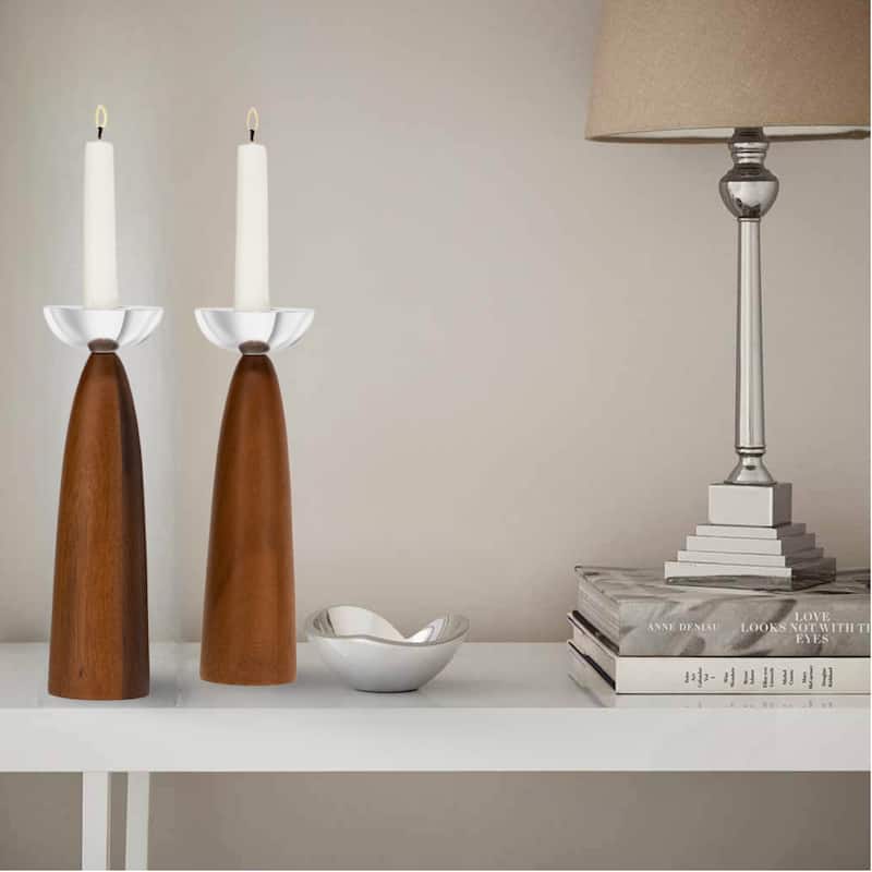 Nambe Sabbath Candlesticks - 2.5" x 7"
