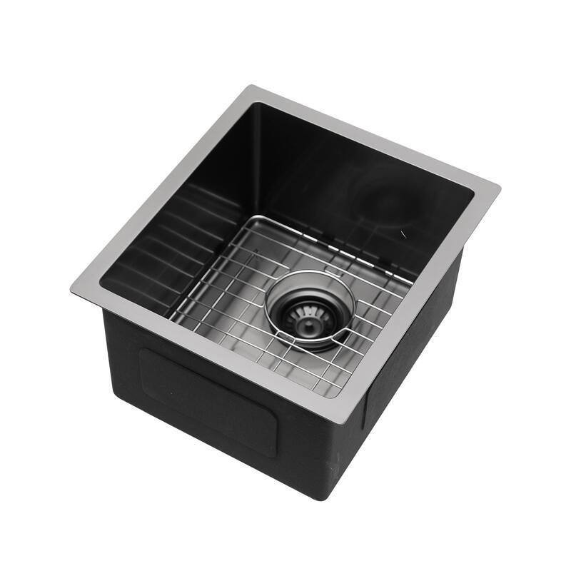 15-inch Black Undermount Stainless Steel Single Bowl Kitchen Sink