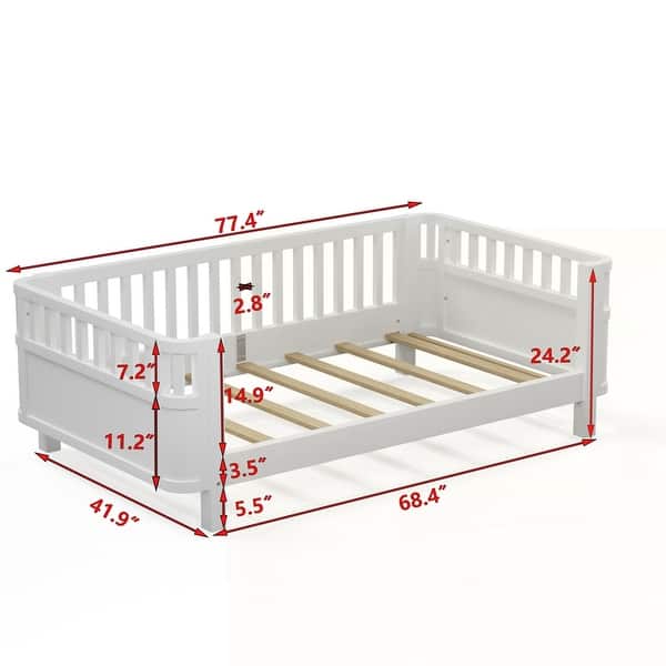 Wood Low Profile Bed with Rails - Bed Bath & Beyond - 42654235