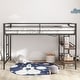 preview thumbnail 2 of 8, Adam Sturdy Junior Twin Loft Bunk Bed in Black with Cinnamon Wood Shelf, Easy Climbing Ladder, Space-Saving Design for Kids