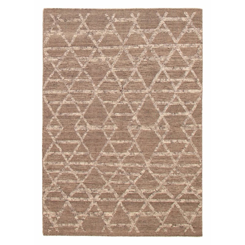 ECARPETGALLERY Hand-knotted Tangier Taupe Wool Rug - 5'4 x 7'9 - Taupe - 5'4 x 7'9