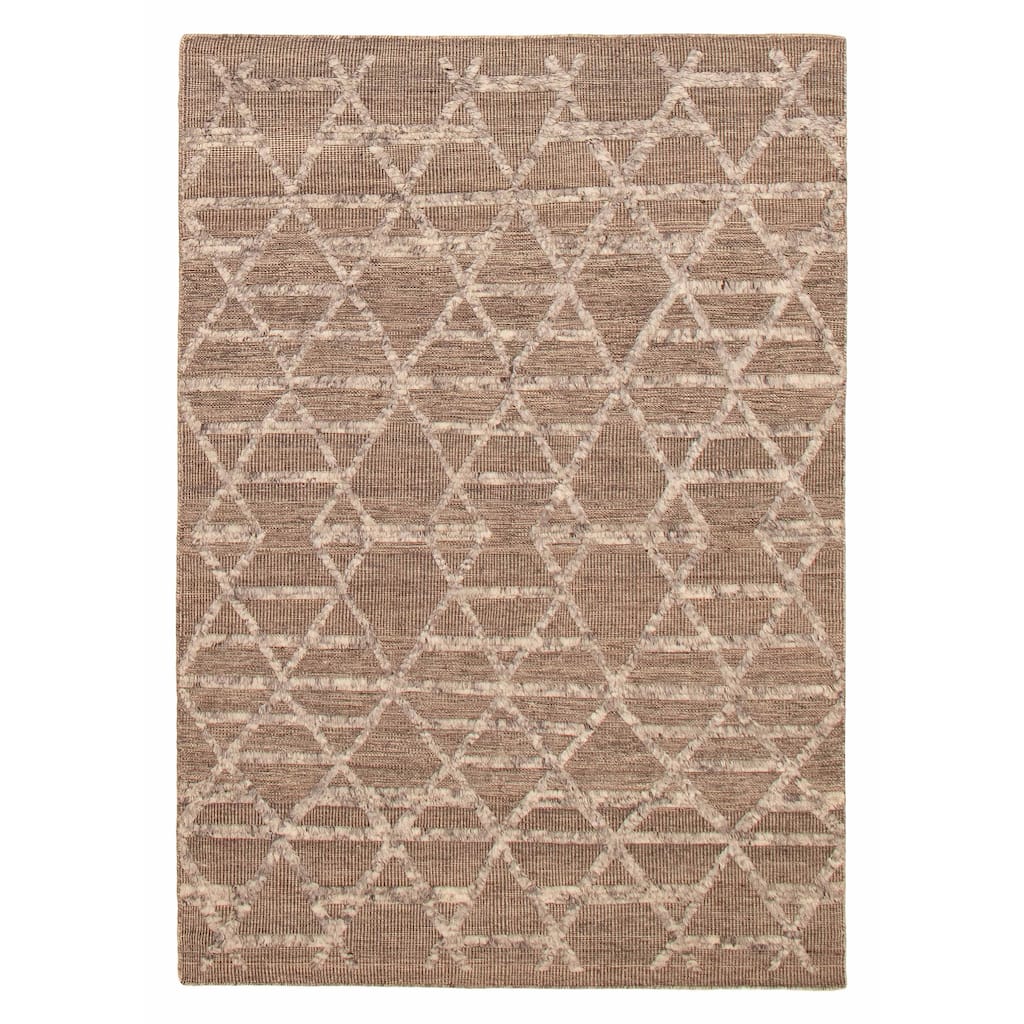 ECARPETGALLERY Hand-knotted Tangier Taupe Wool Rug - 5'4 x 7'9