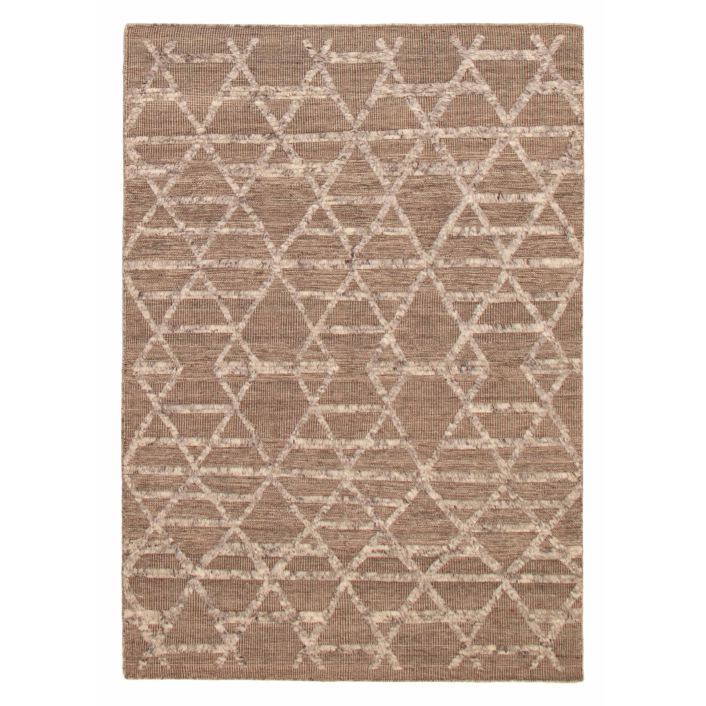 ECARPETGALLERY Hand-knotted Tangier Taupe Wool Rug - 5'4 x 7'9