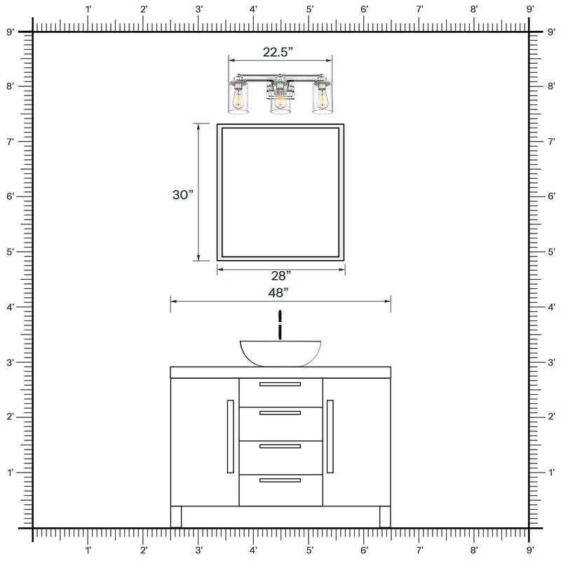Bathroom Vanity Light,Wall Sconce Lamp Over Mirror with Clear Glass Shade