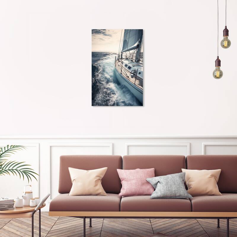 Wynwood Studio Canvas Transportation Sea Life Pleasures II Gray and Nautical & Coastal Wall Art Canvas Print