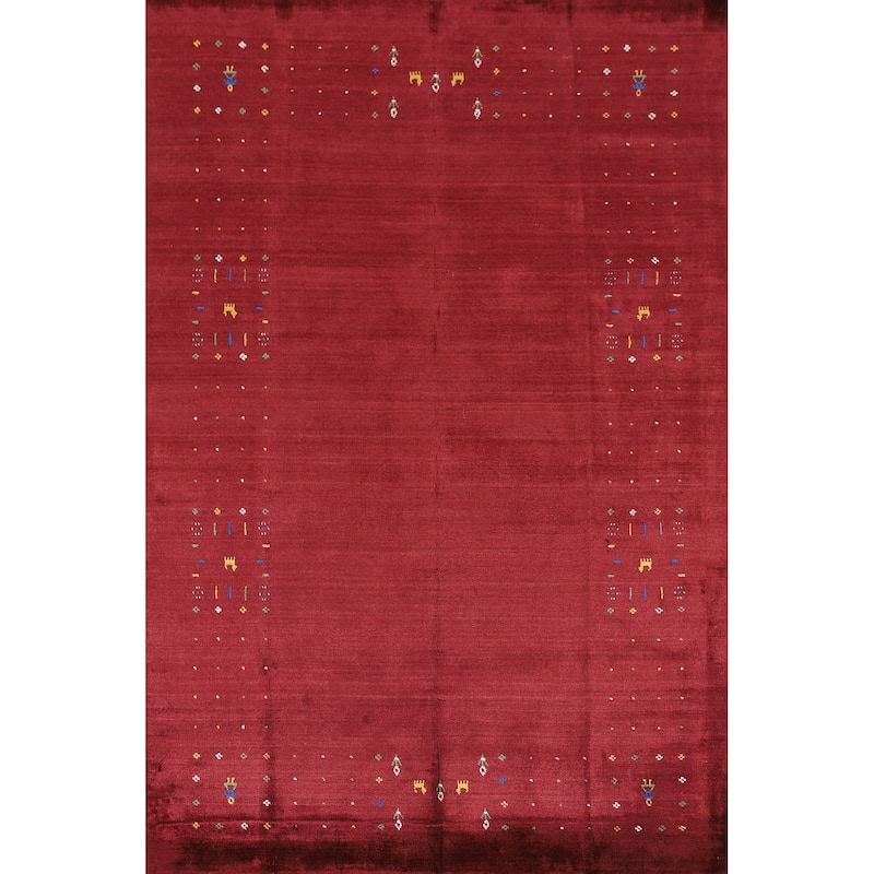 Tribal Gabbeh Oriental Area Rug Handmade Tribal Red Silk Carpet - 5'4" x 8'0"
