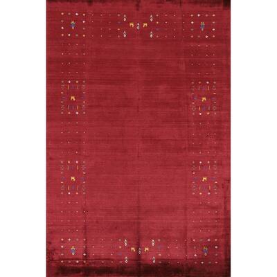 Tribal Gabbeh Oriental Area Rug Handmade Tribal Red Silk Carpet - 5'4" x 8'0"