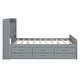 preview thumbnail 10 of 14, Versatility Bed with Storage Headboard, Outlets, Extendable Bed with Twin Trundle with 3 Storage Drawers, Full Size, Grey
