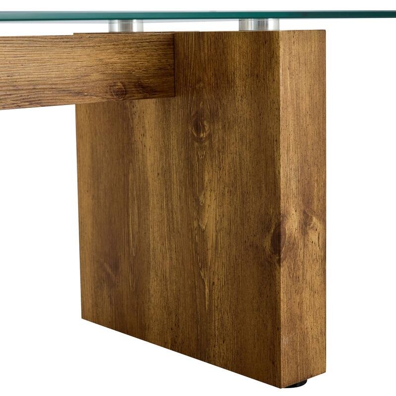 43.3" Length Tempered Glass Coffee Table with MDF Legs