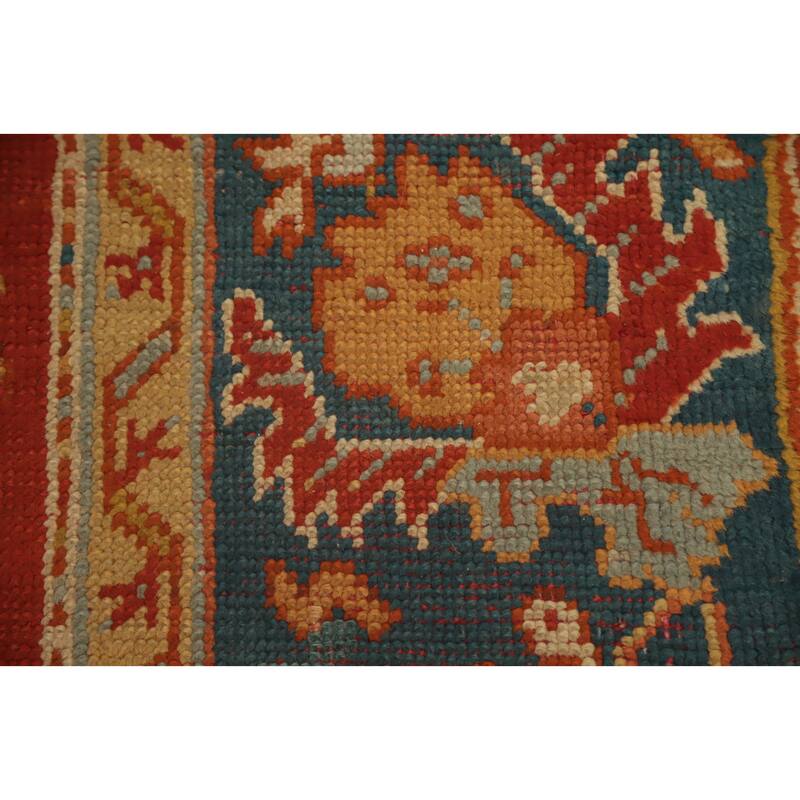 Hand Knotted Oriental 100% Wool Carpet Transitional Floral Oranges & Rust Oushak Area Rug - 11' 4'' X 8' 8''