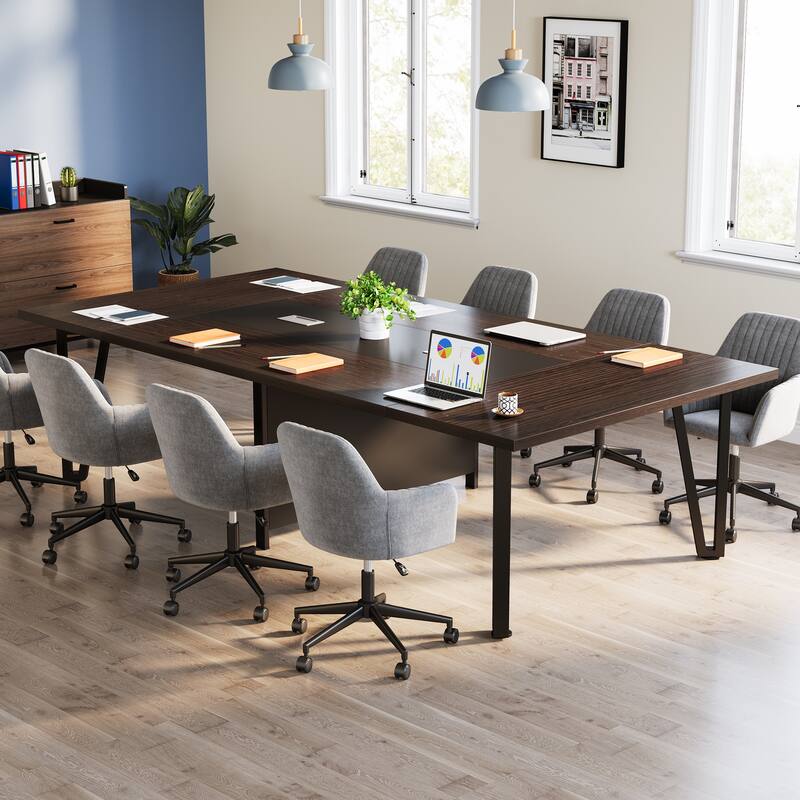 94-inch Large Conference Meeting Table with Two Cable Holes for Office - N/A