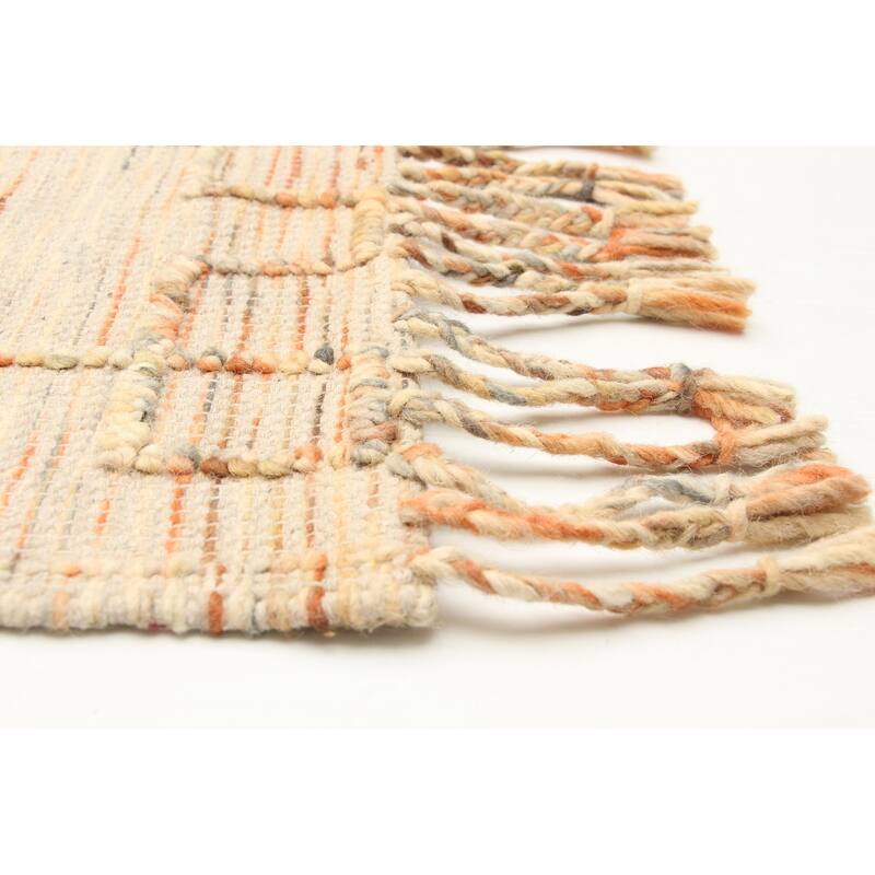 ECARPETGALLERY Braid weave Sienna Beige Wool Rug - 5'1 x 8'1