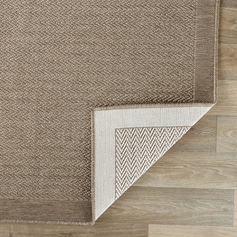 World Rug Gallery Contemporary Bordered Weather Resistant Reversible Indoor/Outdoor Area Rug
