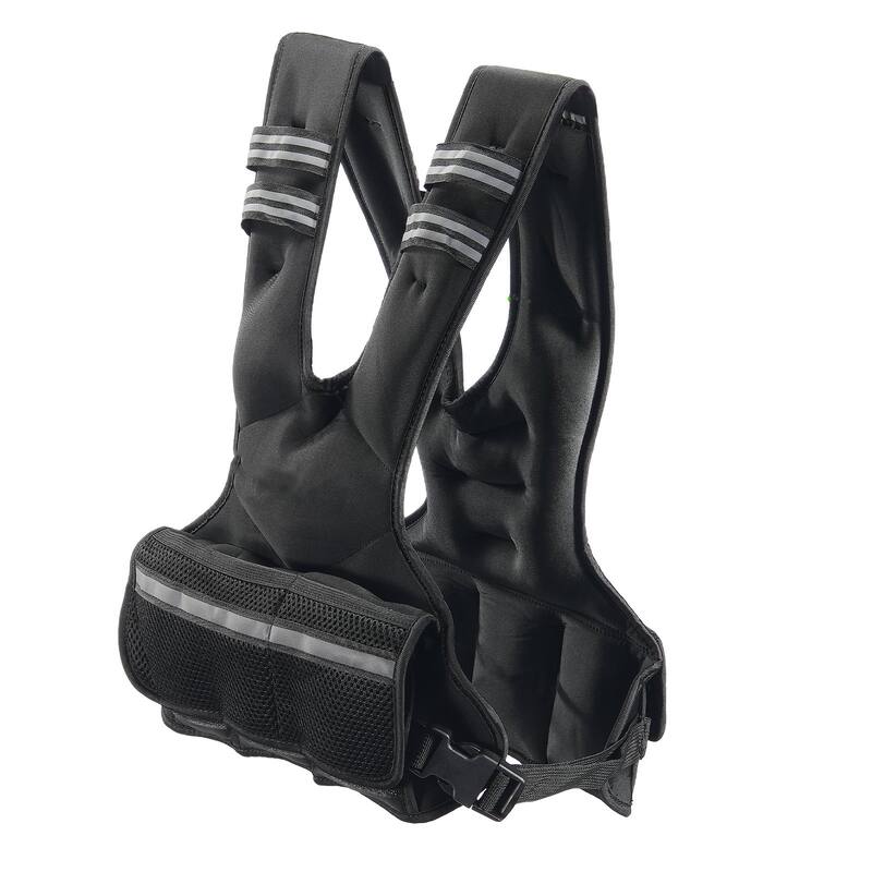 Black Neoprene Adjustable Weighted Vest 11 to 20 lbs with Reflective Strips - 20 Lbs