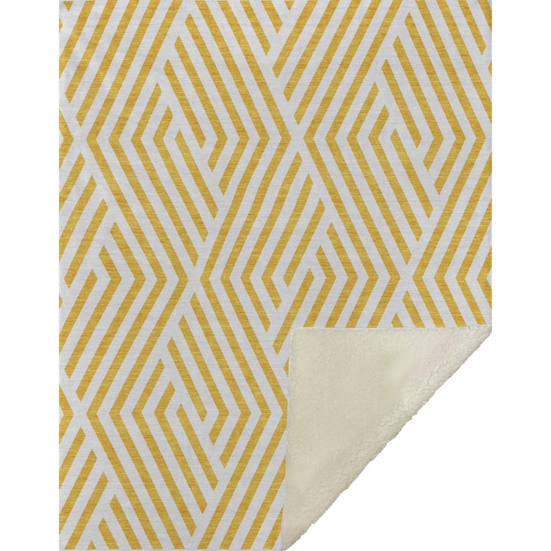 Premium Machine Washable Contemporary Geo Sherpa Throw Blanket