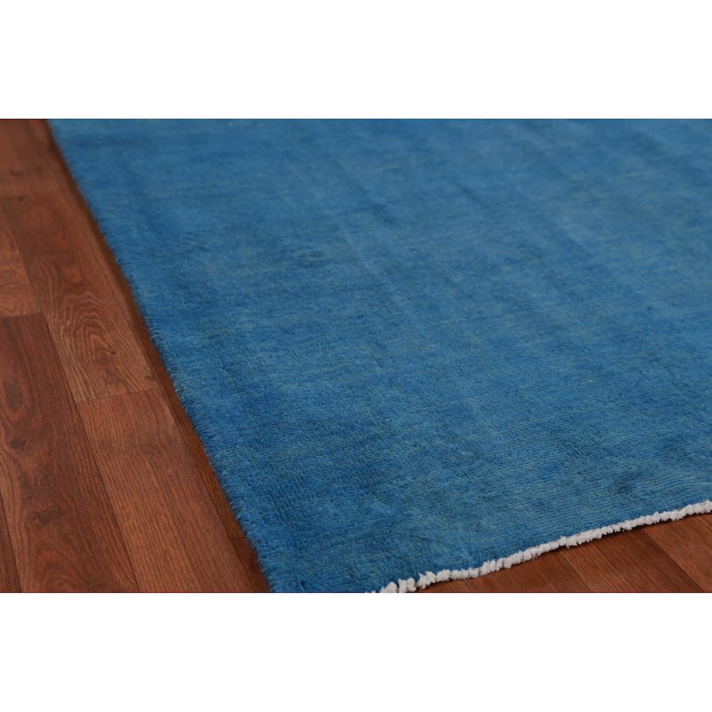 Hand Knotted Oriental 100% Wool Carpet Modern Solid Navy Blue & Blues Gabbeh Area Rug - 10' 0'' X 5' 3''
