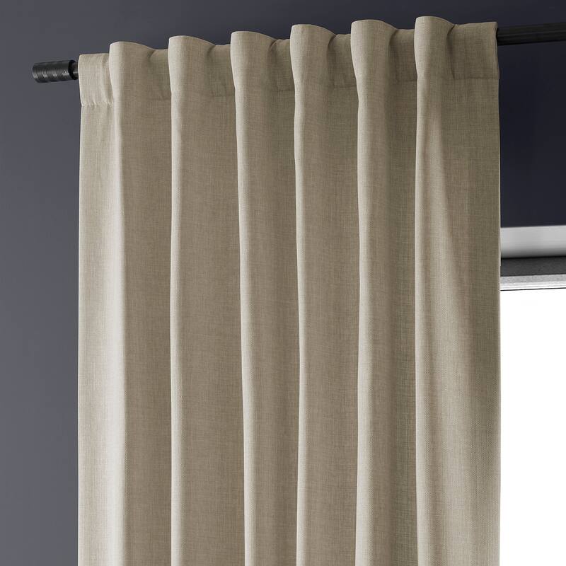 Exclusive Fabrics Italian Faux Linen Room Darkening Curtains (1 Panel) - Sophisticated Drapery for Versatile Décor