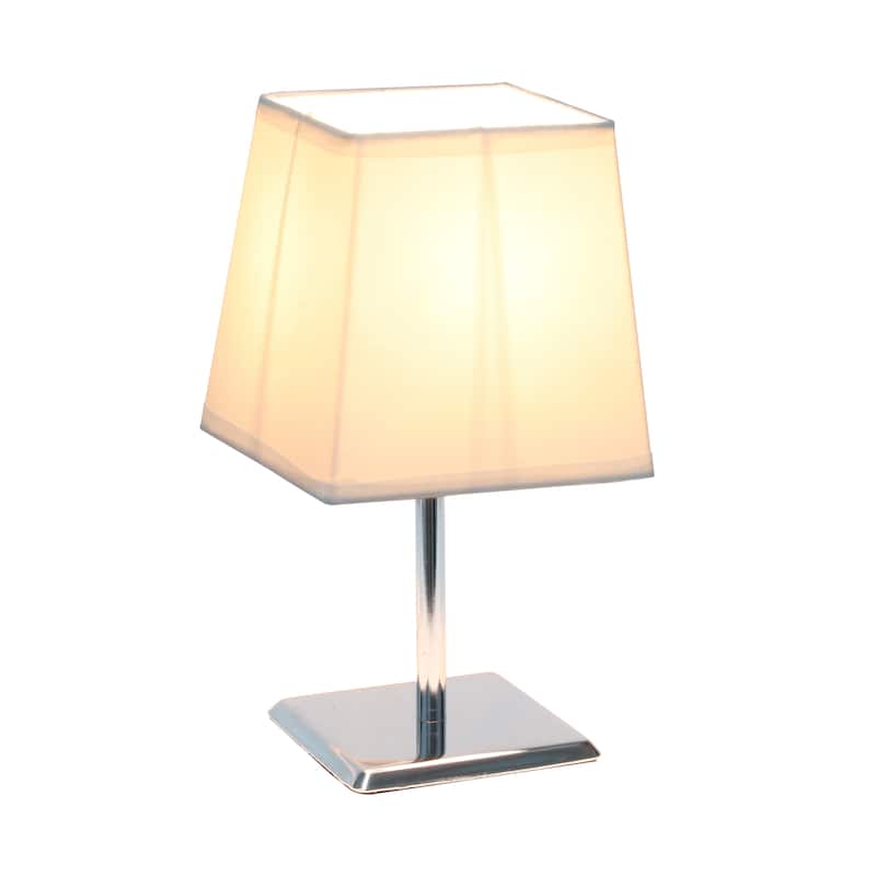 9.65" Compact And Chic Modern Square Chrome Accent Table Lamp, For Living Room, Bedroom, Office, Black Shade