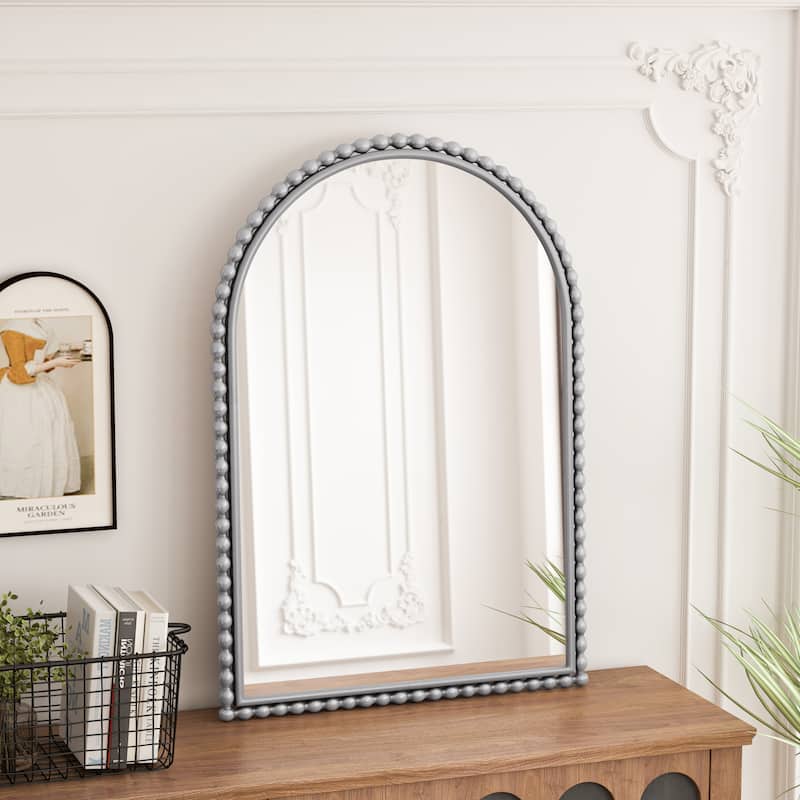 Iron Art Arch Vintage Vanity Mirror - Wall Hanging/Tabletop, Silver, Living Room - Silver