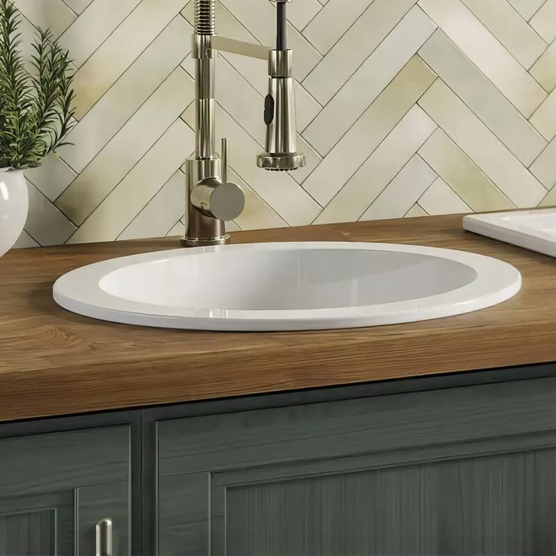 Elementhaus Fireclay Circular Drop In/Undermount Sink