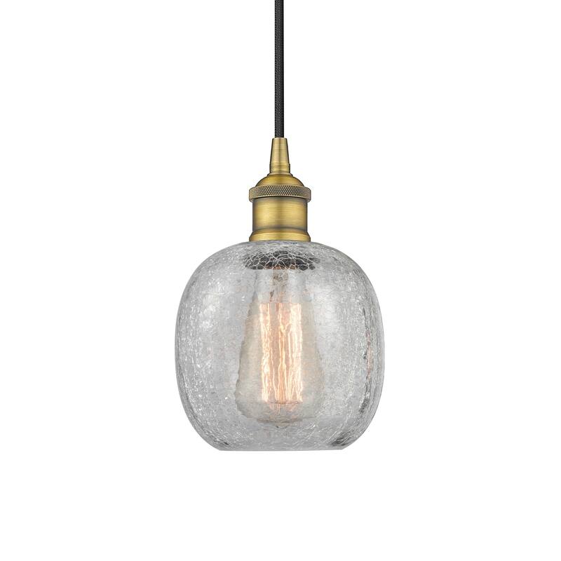 Innovations Lighting 616-1P-10-6 Belfast Pendant Belfast 6" Wide Mini - Brushed Brass / Clear Crackle