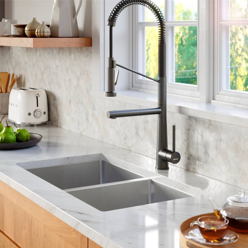 Karran 32" Undermount 16-Gauge Stainless Steel 50/50 Double Bowl Kitchen Sink Kit