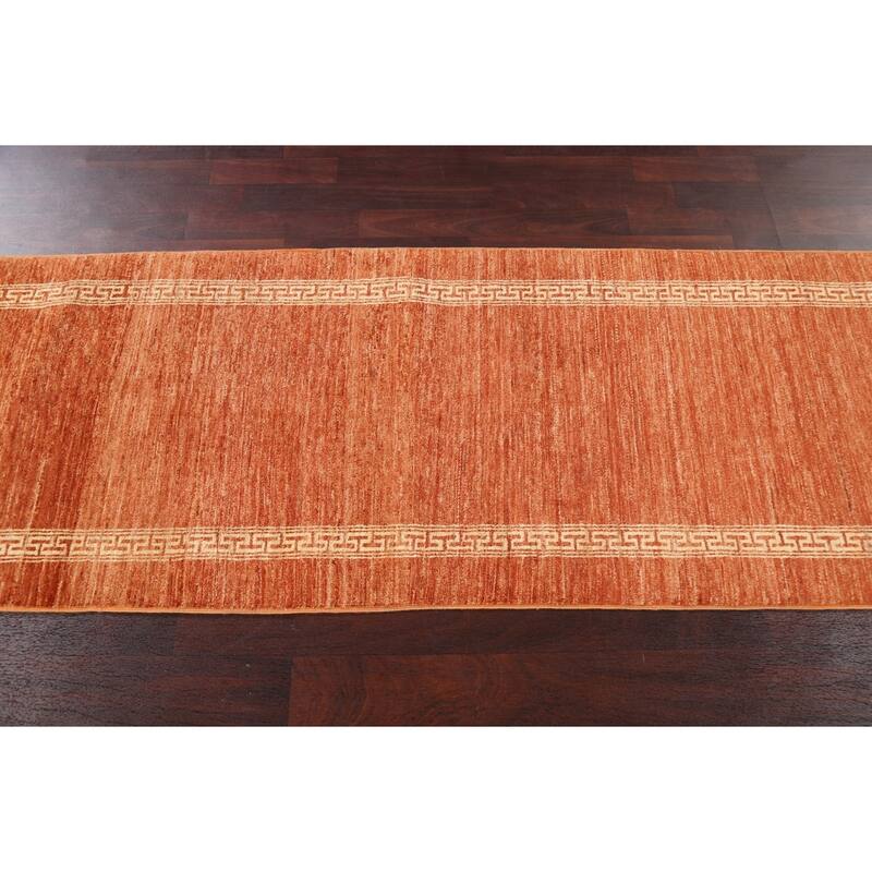 Orange Gabbeh Kashkoli Oriental Runner Rug Hand-knotted Wool Carpet - 2'7" x 9'2"