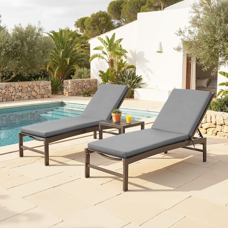 Outdoor Patio Chaise Lounge Chair Cushion - 71.65 inches - 2PC - Light Grey