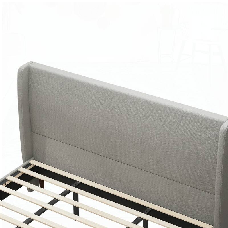 High Headboard Upholstered Bed with 12-Slat Support