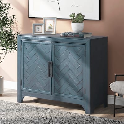 Vintage 40" Accent Storage Cabinet with 2 Unique Doors and 1 Adjustable Shelf, Ideal for Living Room, Bedroom, or Study