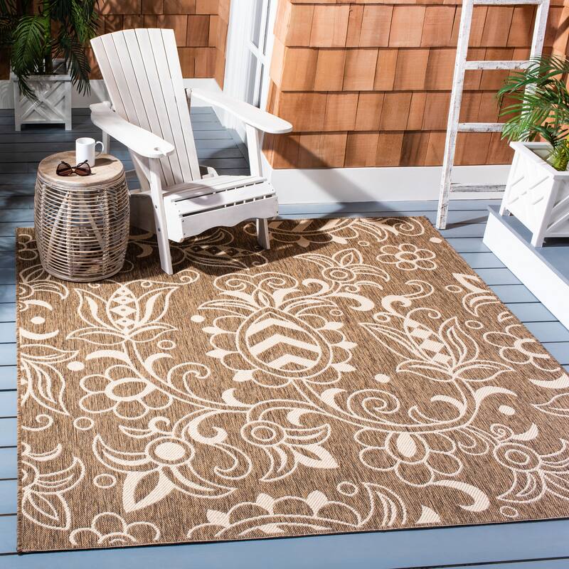 SAFAVIEH Beach House Jula Indoor/ Outdoor Waterproof Patio Backyard Rug - 4' x 6' - Brown/Beige