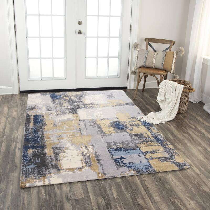 Alora Decor Belice Transitional Blue/Multi Wool/Tencel Blend Area Rug