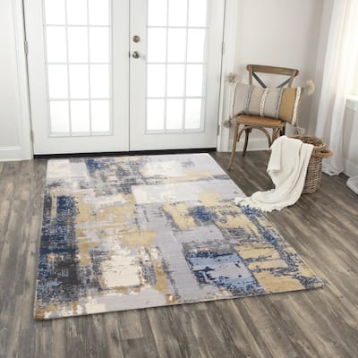 Alora Decor Belice Transitional Blue/Multi Wool/Tencel Blend Area Rug