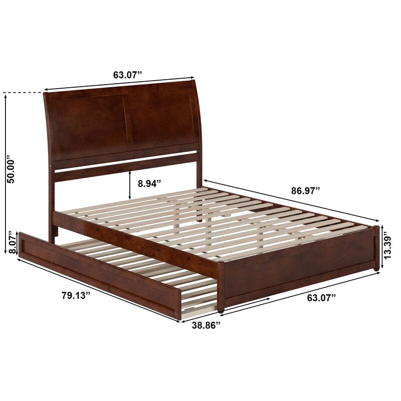 Andorra Platform Bed with Panel Footboard and Twin XL Trundle