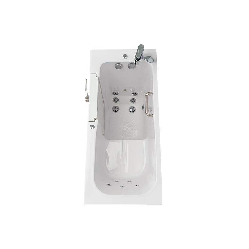 Ella Lounger 27"x60" Acrylic Hydro Massage Walk-In Bathtub with Outward Swing Door, 2 Piece Fast Fill Faucet, 2" Dual Drain
