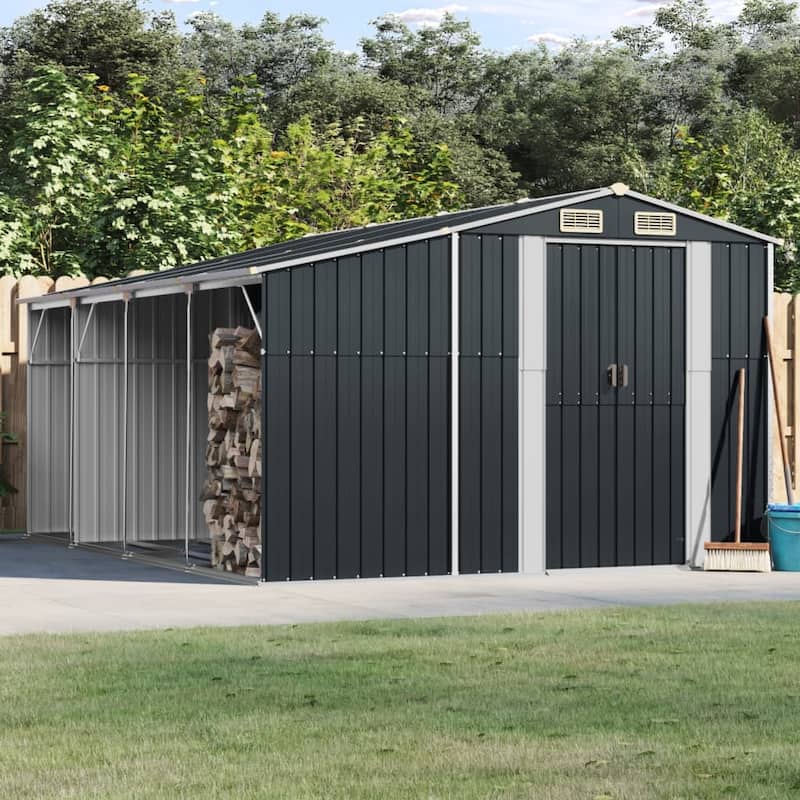 vidaXL Garden Shed Metal Outdoor Storage Tool Shed House Galvanized Steel