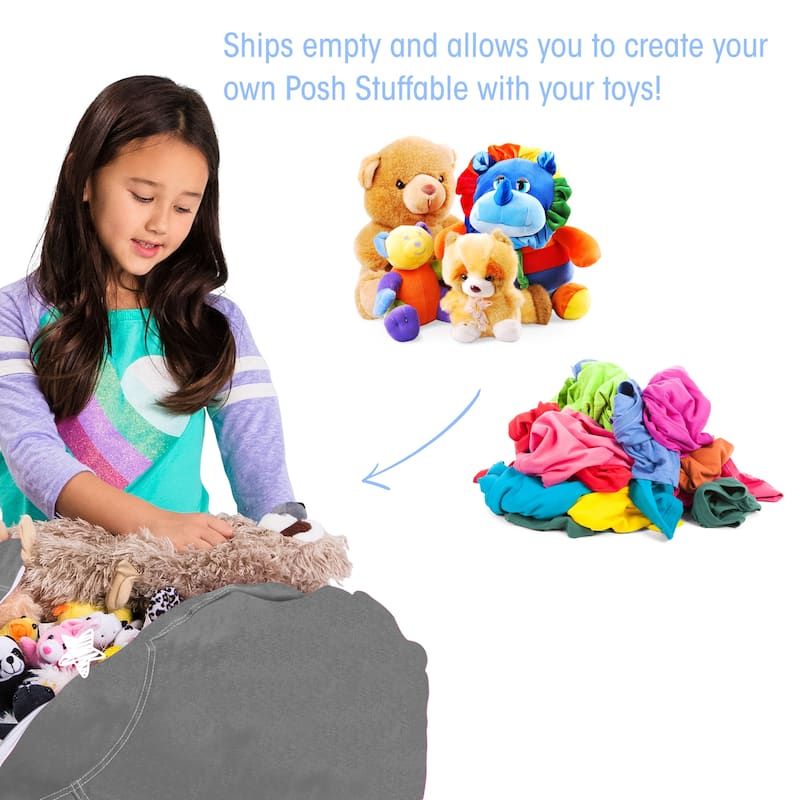 Kids' Stuffed Animal Storage Bean Bag Chair Cover or Toy Organizer