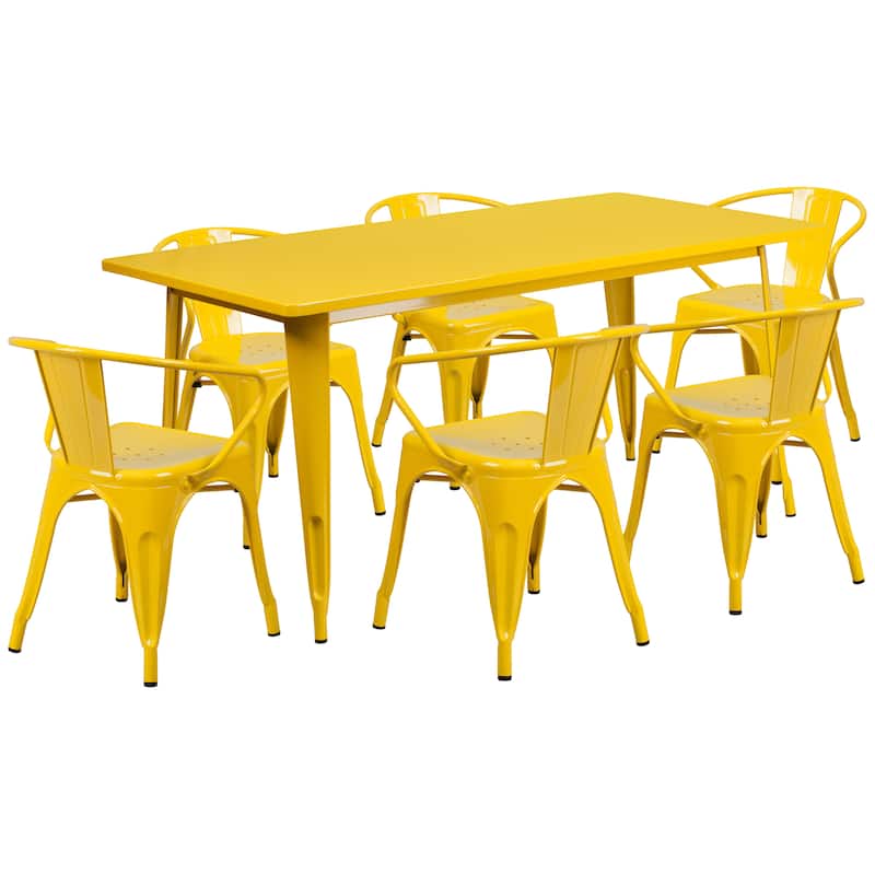 Rectangular Metal Indoor-Outdoor Table Set