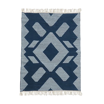 4x6 Hand Woven Outdoor Rug, Indigo Blue by National Tree Company - 6 ft