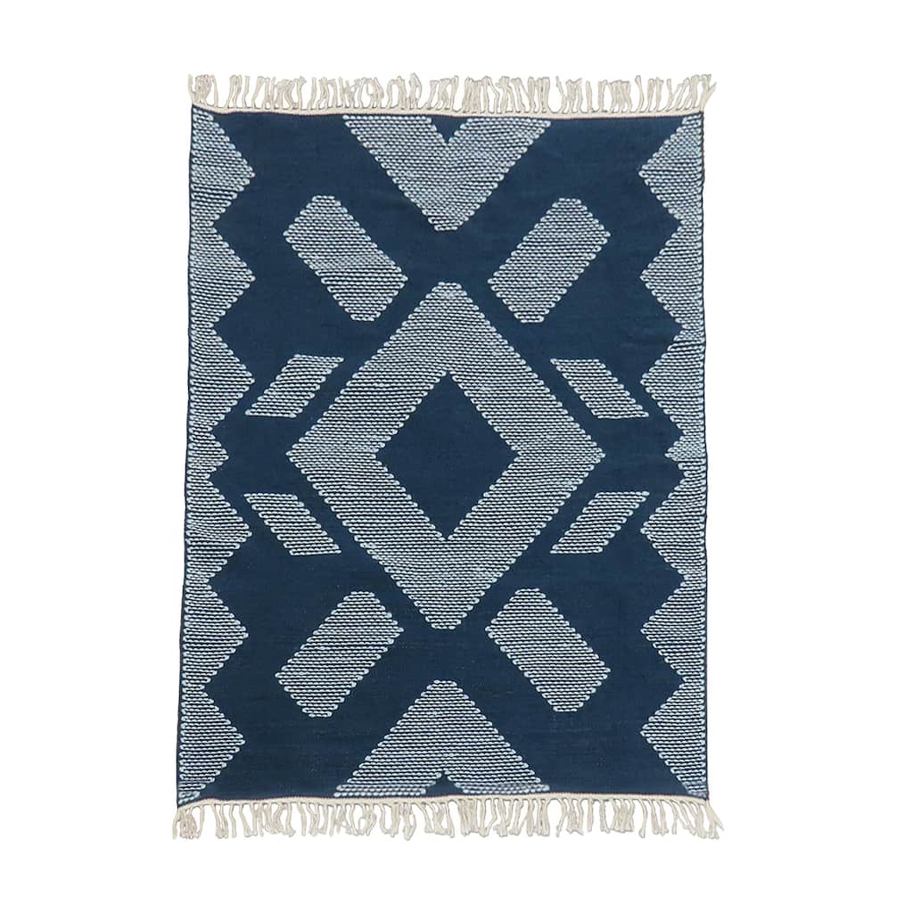 4x6 Hand Woven Outdoor Rug, Indigo Blue by National Tree Company - 6 ft